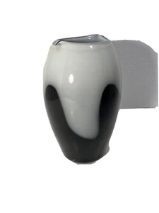 Vintage Mid Century 8” Art Glass Vase-Hand Blown-Taupe & Black - Picture 1 of 6