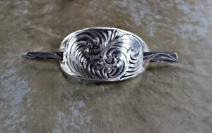 Western Womens Barrette 3.5 in Silver Engraved Swirl Rodeo Horse Show - Picture 1 of 24