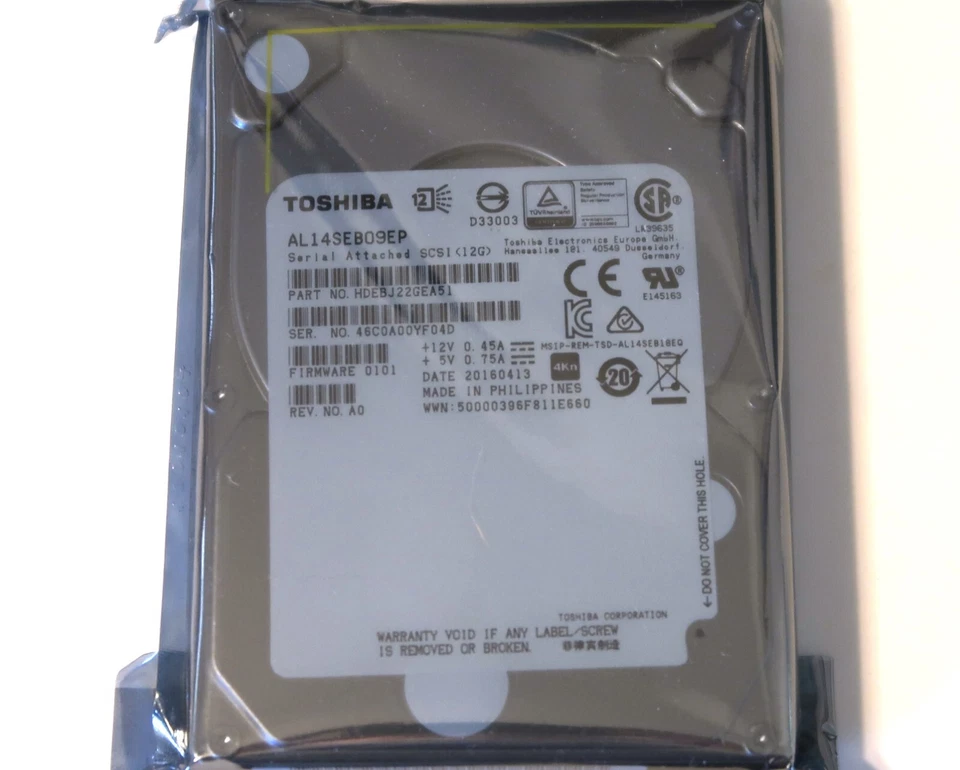 Toshiba AL14SEB09EP HDEBJ22GEA51 2.5" 900gb SAS 12Gb/s 4Kn (New sealed 0 hours) - Image 1 of 1