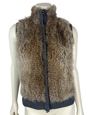 Chaleco Christopher Fisher Lana Piel de Conejo Talla M Cremallera Gris Tejido Sin Mangas Para Mujer Foto 1 de 4