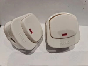 2 X Mains Plug Top with Switch on/off 13A Amp Fused switched Neon Light White - Picture 1 of 2
