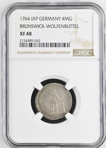 1764 IAP German States Brunswick Wolfenbuttel 4 Mariengroschen NGC XF 40 Germany - Picture 1 of 4