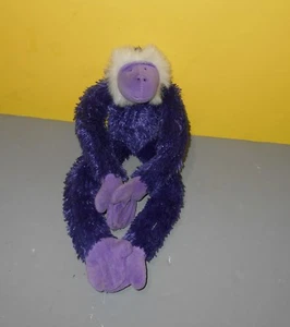 15" Berkeley Design Deep Purple Bean Plush Stuffed Monkey Ape w/ Hanging Paws - Picture 1 of 2