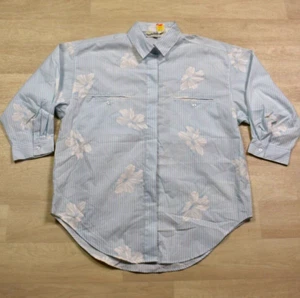 80s NWT Deadstock Diane Von Furstenberg Cotton Button Up Shirt Blue Small VTG - Picture 1 of 6