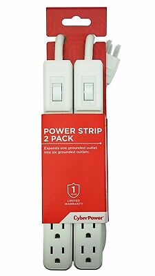 CyberPower 6-Outlet Power Strip With 2ft. Cord Twin Pack - White • 12.99$