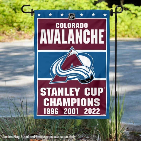 Colorado Avalanche 3 Time Stanley Cup Champions Double Sided Garden Flag Cover