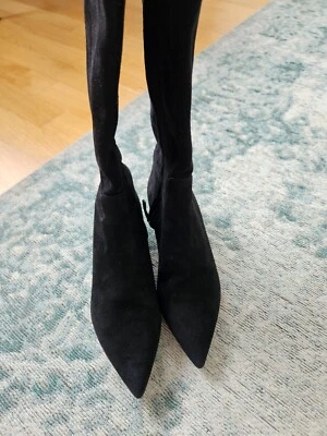 Valentino Garavani Botas Suade Sobre la Rodilla Nuevas con Tacón Gatito Foto 1 de 4