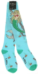 K. Bell Women's Knee High Socks Mermaid Wishes Anchor Under The Sea 60% Cotton - Picture 1 of 5