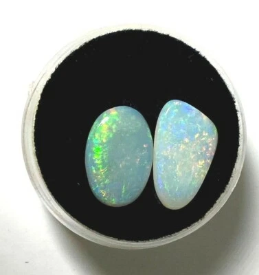6.25 ctw Pair of Australian White Opal - Brilliant Green, Blue, Flame Orange - Image 1 of 3