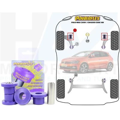 Boccole anteriori Wishbone Poly Powerflex 30 mm VW Polo MK6 GTI 2018- AW telaio - Immagine 1 di 4