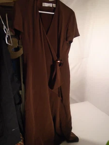 Dana Buchman Dresses  US Size 10 dress , 100% Silk midi length  wrap fall Brown - Picture 1 of 6