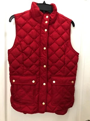 Talbots Down Quilted Puffer Vest Full Zip Snap Pockets Red Women's S NWT - Image 1 of 4