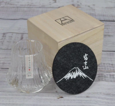 UNMARKED Edo Kiriko Glass Whiskey Glass Drinkware 7.4 oz Coaster & Box NEW