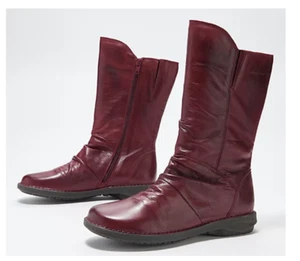 Miz Mooz - Leather Wide Width Ruched Mid Boot - Pass - Bordeaux - EU 41W 9.5-10W - Picture 1 of 3