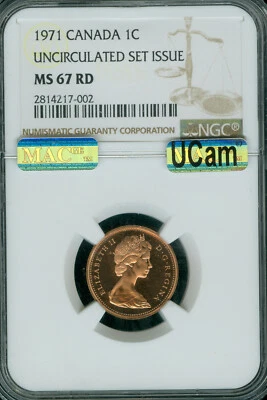 1971 CANADA CENT NGC MS67 RD PQ MAC UCAM GRADED & SPOTLESS RARE * - Image 1 of 2