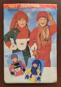 B-4664 Christmas Fleece Hats Mittens Scarf Sewing Pattern Butterick SZ 5-6-7 UC - Picture 1 of 3