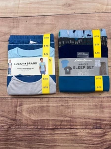 Boy's PJ Sets- Lucky Brand & Eddie Bauer- S 7/8- New in Package - Picture 1 of 6