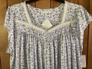 New Eileen West 2X Gown 38" Knit Nightgown Cotton Navy-Purple - Picture 1 of 6