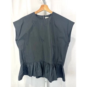 PSOPHIA Vásquez de Castro Tafetán Peplum Volantes Dobladillo Top Manga Gorra Negro Talla XS - Imagen 1 de 10