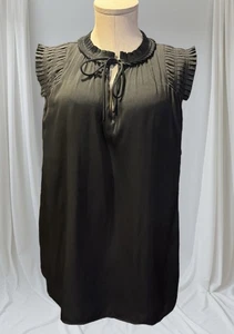 LOFT V-Neck Tie Black Sleeveless Blouse Women's Size XL Petite NWT - Picture 1 of 5