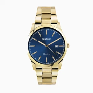 Reloj de cuarzo Sekonda Taylor para hombre dorado acero inoxidable esfera azul 30007 - Imagen 1 de 5