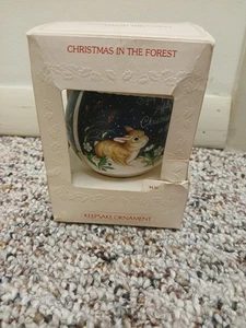 HALLMARK Keepsake 1981 CHRISTMAS IN THE FOREST Animals GLASS BALL ORNAMENT Bunny - Picture 1 of 14