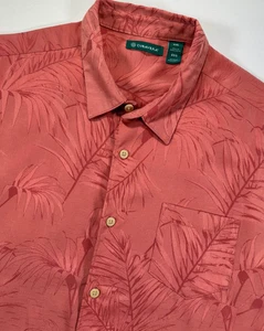 Cubavera Palm Print Coral Button Up Shirt Tropical Vacation Casual Mens XXL - Picture 1 of 6