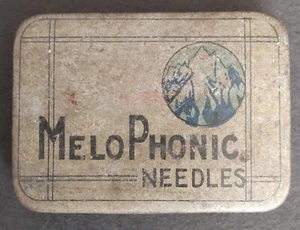Original Old Vintage Japan Gramophone Tin Needle Box. MELO PHONIC - Picture 1 of 5