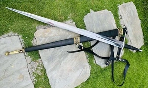 Hand Forged High Carbon Steel Sword Sharp Battle Ready Two Handed Long Sword - Picture 1 of 7