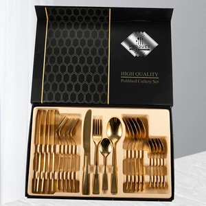 ACA 24PCs Stainless Steel Cutlery Set Dining Tableware Knife Fork Spoon GOLD AU - Picture 1 of 9