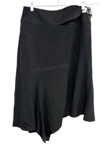 Larry Levine Black Asymmetrical Stretch Skirt With Side Buckle Detail Size 8 - Picture 1 of 9