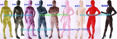 Sexy 9 Colores Terciopelo Traje de Gato Disfraces Unisex Terciopelo Body Traje Completo F210 Foto 1 de 2