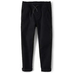 The Children's Place Cuff Pant Boys Size 12 Black Cotton Pull-On Woven Roll - Picture 1 of 4