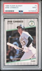 1989 Fleer GLOSSY #5 Jose Canseco PSA 9 Mint (BRAND NEW SLAB!) Oakland Athletics