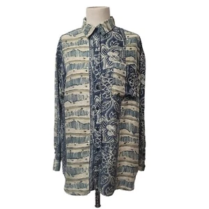 Detail Express 100% Silk Vintage Button Up Shirt Size Medium M. Lightweight - Picture 1 of 9