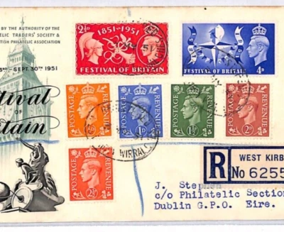 GB FESTIVAL 1951 FDC & KGVI COLOUR CHANGE Set COMBINATION First Day Cover YK224 - Image 1 of 4