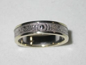 Keltischer Krieger Schild Ring Silber mit gelbvergoldeten Borten Gr. 7 Boru - Bild 1 von 9