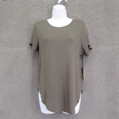 Halogen Basic Tee Women’s Small Gray Beluga Stretch Knit Shirt #4844 - Image 1 of 4
