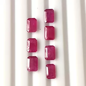 6X4 mm Emerald Cut Ruby Natural Unheated Faceted Wholesale Gemstone 7 Pieces Lot - Picture 1 of 6