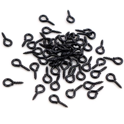 Pequeños mini pasadores de ojos pequeños 100 piezas ganchos ojales tornillo roscado dorado plateado Foto 1 de 4