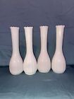 4 VTG Straight line Pattern White Milk Glass Vase Bud Stem Holder