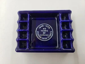 Vintage Snuff-a-rette Cobalt Blue Ashtray. Eckert Drug Stores 40 Years Service - Picture 1 of 7