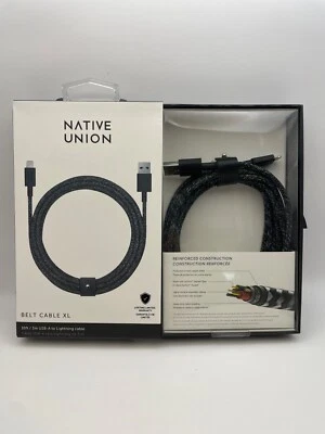 Native Union MFi-Certified USB-A/8 Pin Cable -10FT  Cosmos BELT-L-CS-BLK-3-NP - Image 1 of 2