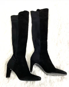 Stuart Weitzman Damen Wildleder Overknee Schlupfstiefel schwarz Größe 36 Absatz - Bild 1 von 15