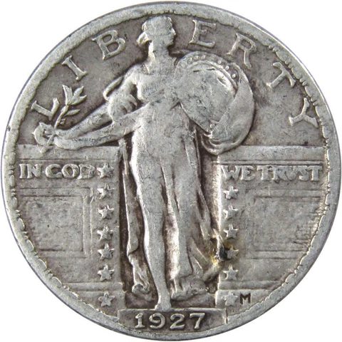 1927 Standing Liberty Quarter VG Very Good 90% Silver 25c US Type Coin Cover