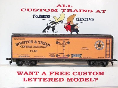 HO SCALE CUSTOM LETTERED HOUSTON & TEXAS CENTRAL R.R. REEFER P 12 - Image 1 of 4