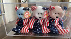 TY Beanie Babies Spangle the American Bears Set Of 3 Year 1999 Pink White Blue