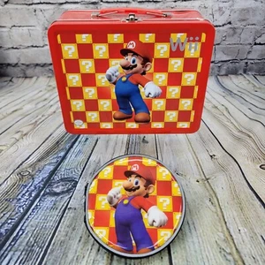 Super Mario Bros Wii Collectible Metal Lunchbox Lunch Box & CD Game Disc Case - Picture 1 of 11