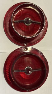 2 VINTAGE 1963 CHEVY BELAIR/BISCAYNE GUIDEX 5954191 TAIL LIGHTS WITH CHROME TRIM - Picture 1 of 13