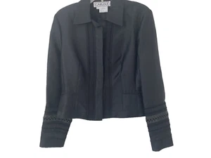 CARLISLE BLACK SILK BLEND FRONT HIDDEN BUTTON ELEGANT QUALITY BLAZER JACKET 6 - Picture 1 of 14